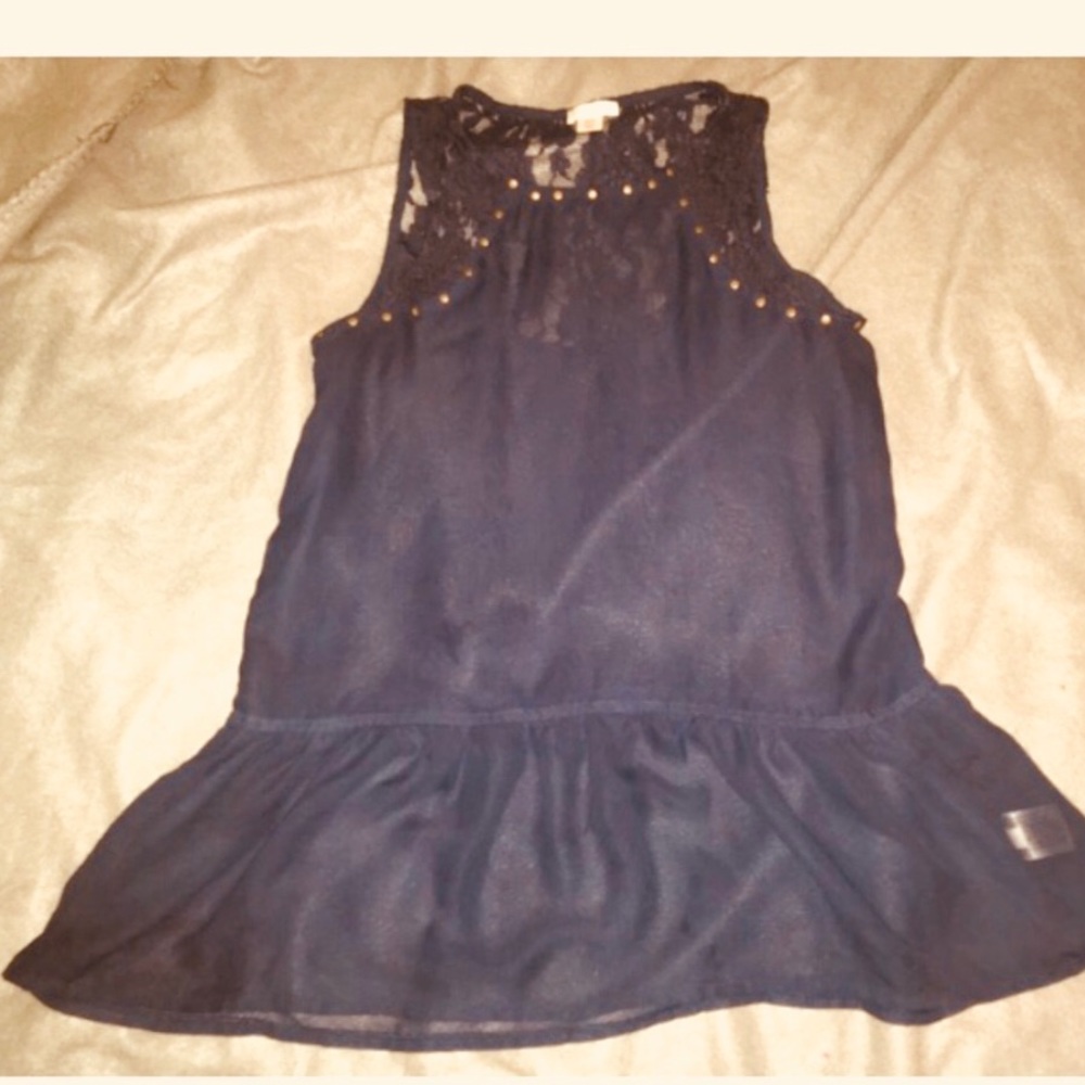 navy blue peplum studded top